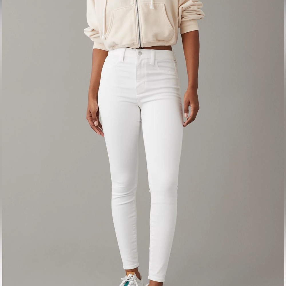 American Eagle Next Level Stretch White Super High Rise Cotton Denim Jegging NEW